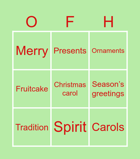 Christmas Bingo 23 Bingo Card