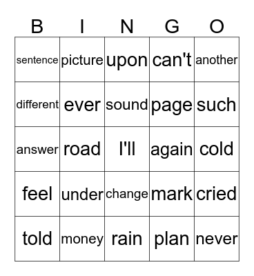 1st Grade 4th Quarter Sight Words (Part 2) Bingo Card