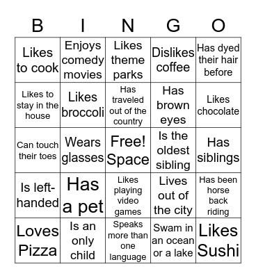 Find Someone who... Bingo Card