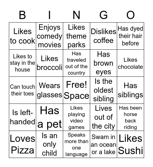 Find Someone who... Bingo Card