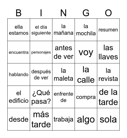 ¿Eres tú, María? 1 Bingo Card