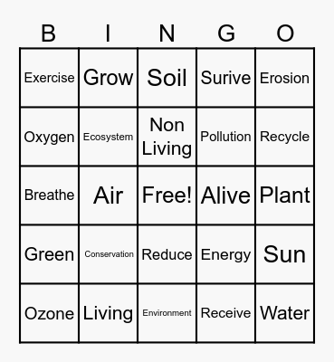 GREEN LIVING Bingo Card
