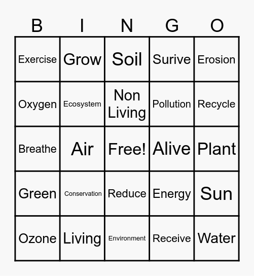 GREEN LIVING Bingo Card