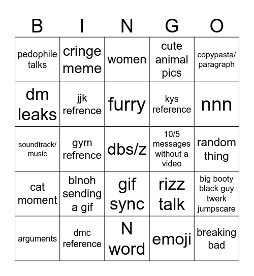 n media bingo Card