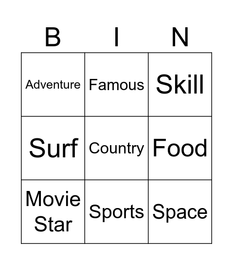 Dreams and Ambitions Bingo Card