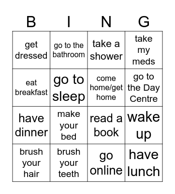 Daily Routines Bingo Card