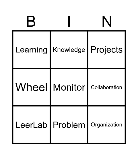 Project Learning Bingo Card