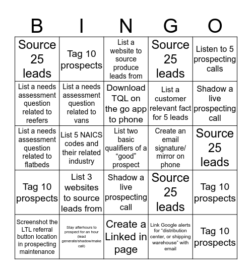 BINGO BOARD Bingo Card