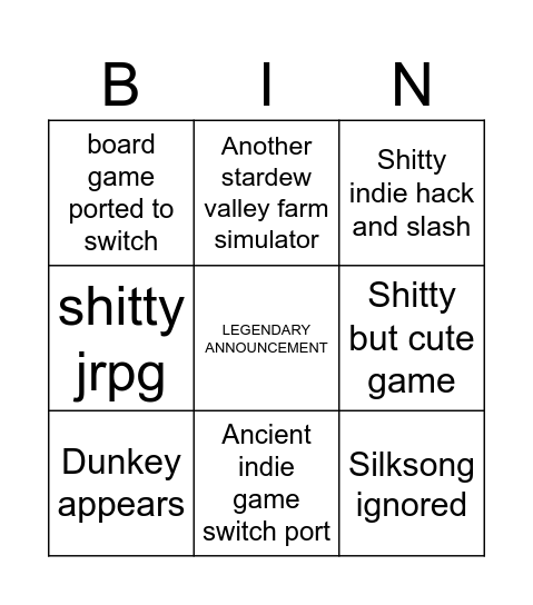 Midtendo Bingo Card