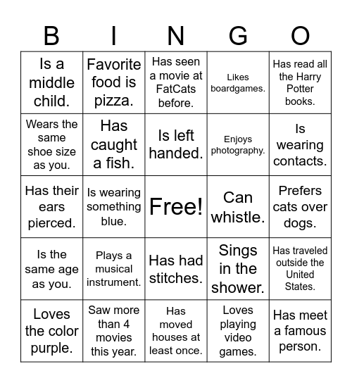 Find someone who... Bingo Card