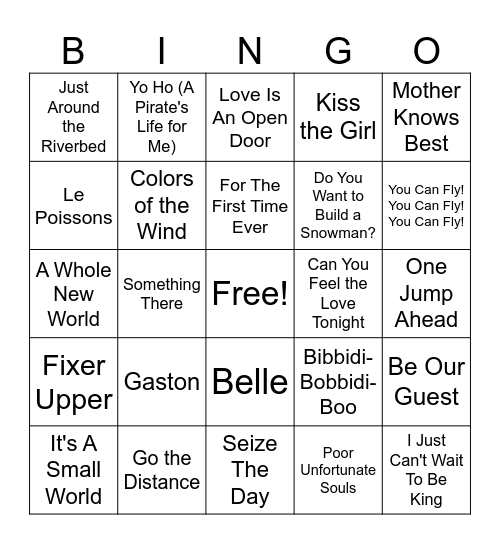 Music Bingo Card