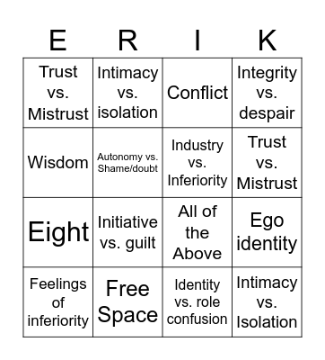 Erikson's Theory Bingo Card