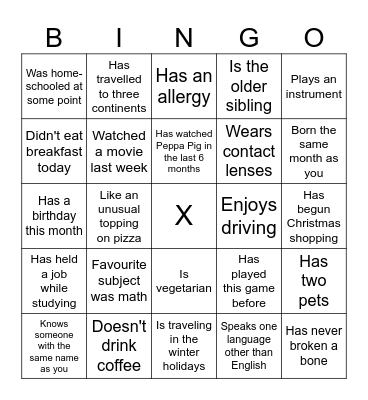 Human Bingo Card