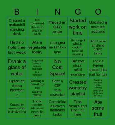 Farmbox Rx Inbound Bingo Card
