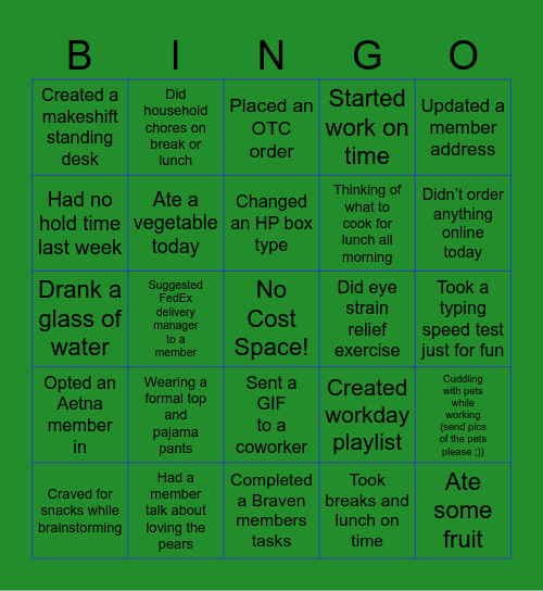 Farmbox Rx Inbound Bingo Card