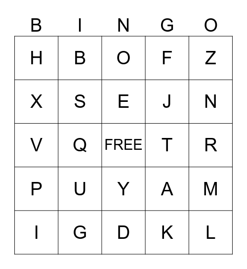 ASL Alphabet Bingo Card