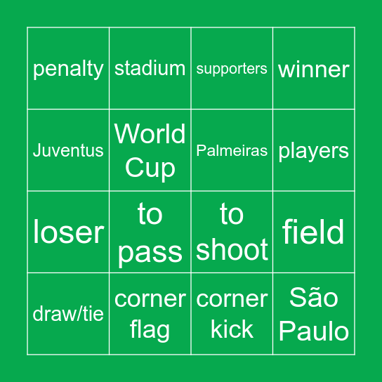 Soccer Bingo Card