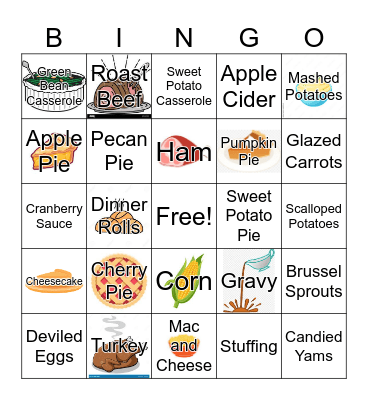 Thanksgiving Food Bingo Card