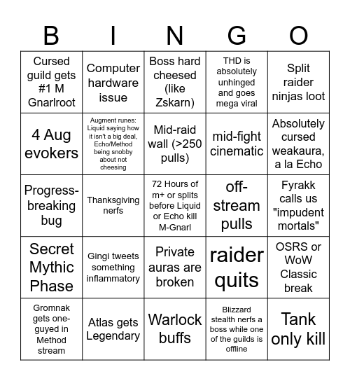 RWF Bingo Card