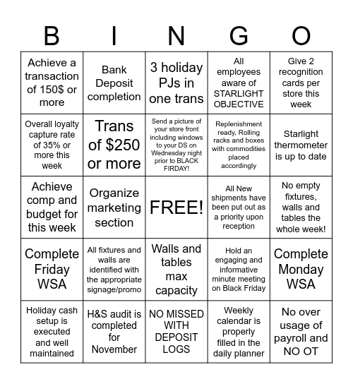 US ARDENE BINGO (NOV 19-25) Bingo Card