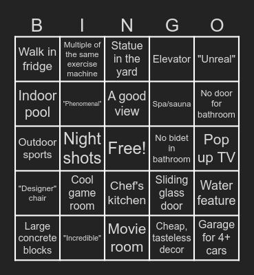 Housetours bingo Card
