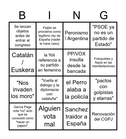 Dictadura Judeomasónica Bingo Card