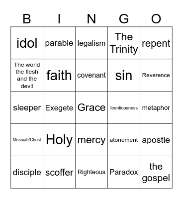 Bible Bingo Card