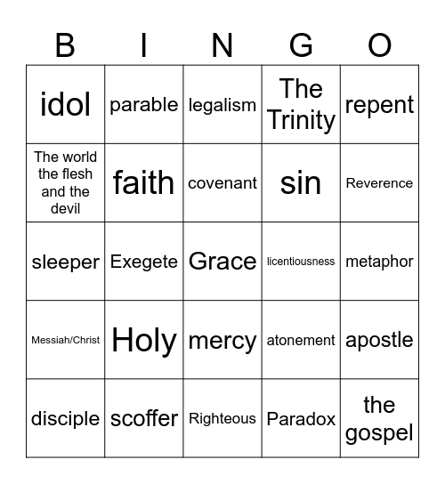 Bible Bingo Card
