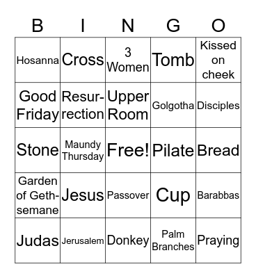 HOLY WEEK AND EASTER Bingo Card