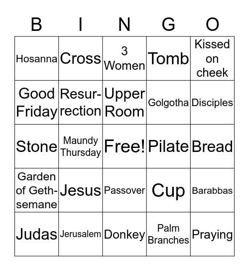 HOLY WEEK AND EASTER Bingo Card