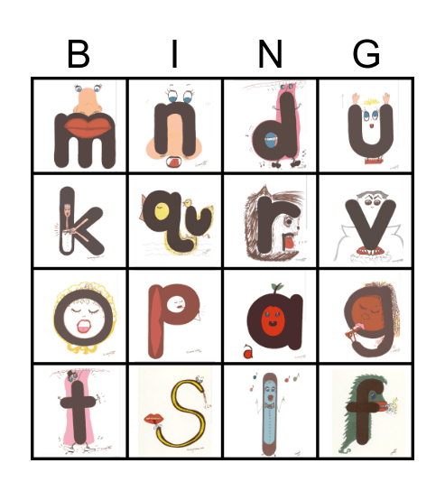 Lively Letter Bingo Card