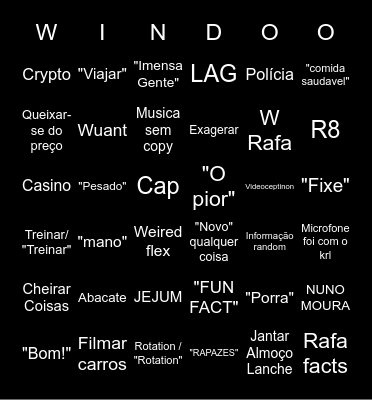WINDOH BINGOH Bingo Card