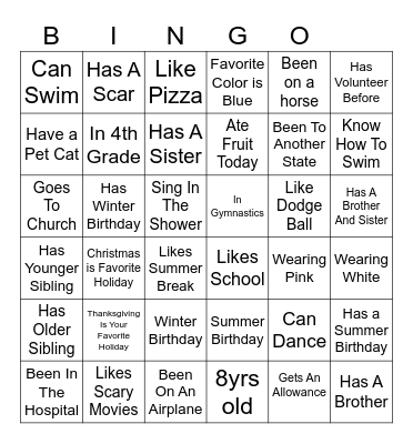 Get To Know Bingo Card