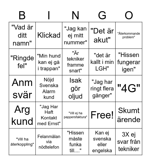 FredagsBingo Card