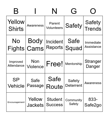 OPERATION SAFE PASSAGE Bingo Card