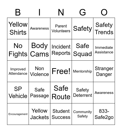 OPERATION SAFE PASSAGE Bingo Card