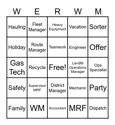 Talent Holiday Party Bingo Card