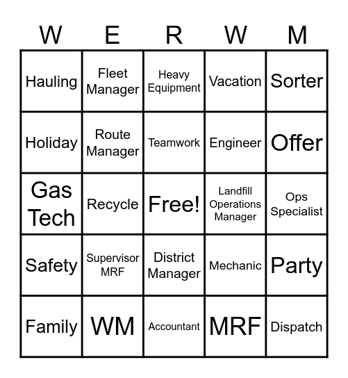 Talent Holiday Party Bingo Card
