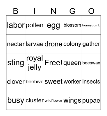 Bee Bingo Card