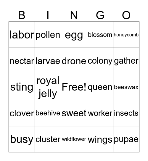 Bee Bingo Card