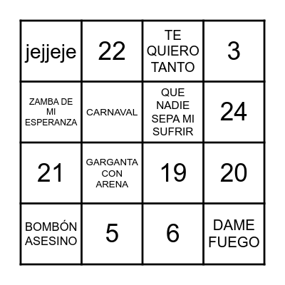 BINGO MUSICAL Bingo Card