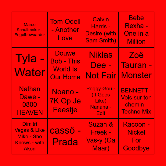 TOP 40 Bingo Card