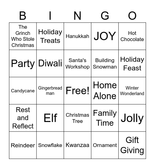 CCSO Winter Party Bingo Card