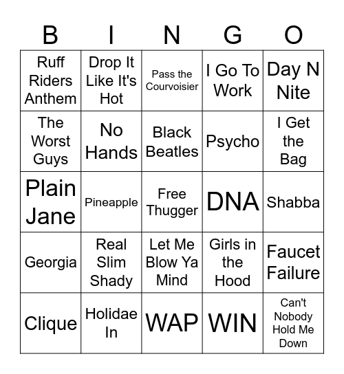 Hip Hoppity Bingo Card