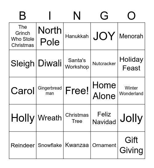 CCSO Winter Party Bingo Card