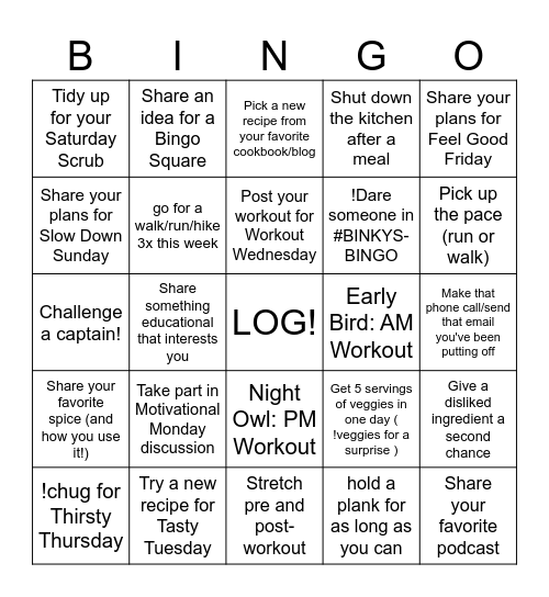 BINKY'S BINGO Card