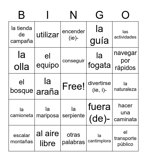 Avancemos 3, U1, L1 Bingo Card