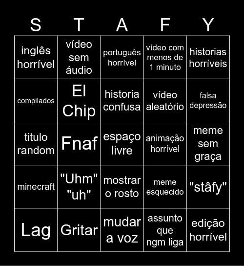 bingo do stafy Bingo Card