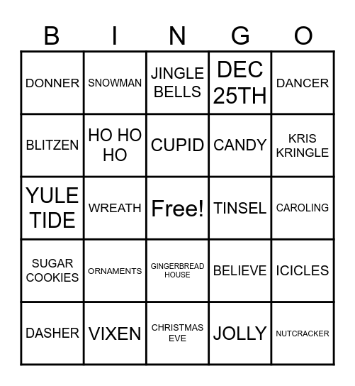 CHRISTMAS BINGO Card