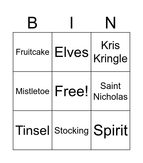 Christmas Bingo! Bingo Card